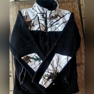 Black Ski Jacket with Camouflage Design and High Collar